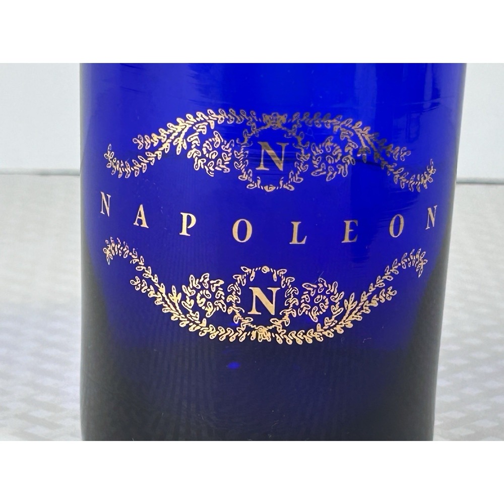 Cobalt Blue Glass Napoleon Gold Crest Tumbler Vase Candle Holder Decor